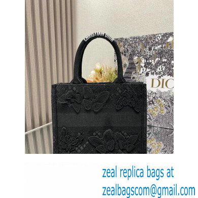 Dior Small Book Tote Bag in Black D-Lace Butterfly Embroidery with 3D Macrame Effect 2024 - Click Image to Close