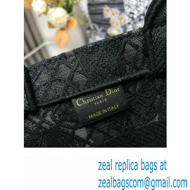 Dior Small Book Tote Bag in Black D-Lace Butterfly Embroidery with 3D Macrame Effect 2024