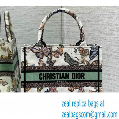 Dior Small Book Tote Bag in White Multicolor Toile de Jouy Mexico Embroidery - Click Image to Close