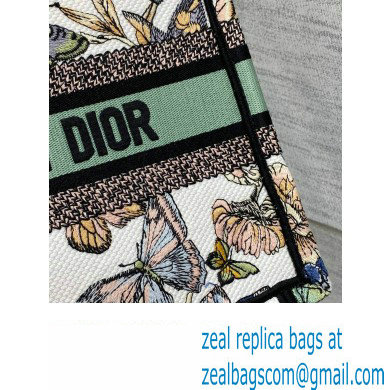 Dior Small Book Tote Bag in White Multicolor Toile de Jouy Mexico Embroidery