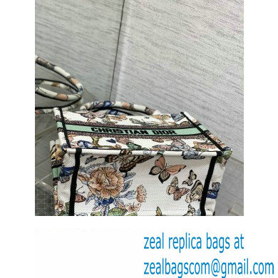 Dior Small Book Tote Bag in White Multicolor Toile de Jouy Mexico Embroidery - Click Image to Close