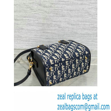 Dior Small Boston Bag in Blue Oblique Jacquard 2024