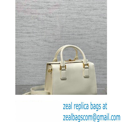 Dior Small Boston Bag in White Box Calfskin 2024