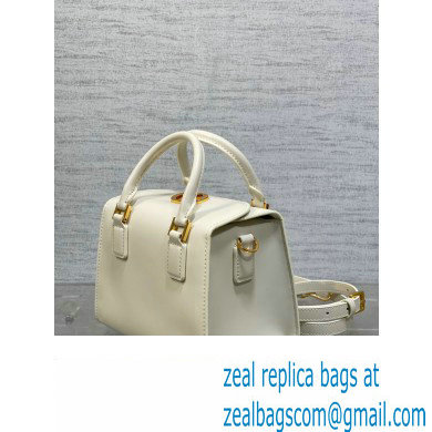 Dior Small Boston Bag in White Box Calfskin 2024