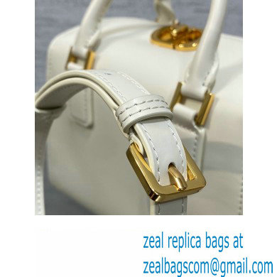 Dior Small Boston Bag in White Box Calfskin 2024