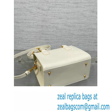Dior Small Boston Bag in White Box Calfskin 2024