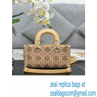 Dior Small Lady D-Joy Bag in Beige Cannage Cotton with Micropearl Embroidery