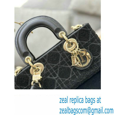 Dior Small Lady D-Joy Bag in Black Cannage Cotton with Micropearl Embroidery - Click Image to Close