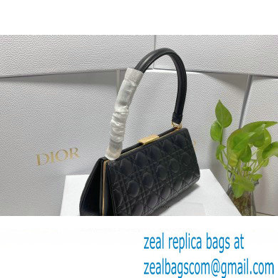 Dior Top Handle Bag in Black Cannage Lambskin 2024