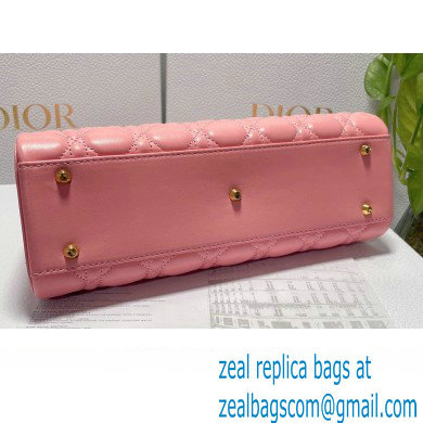 Dior Top Handle Bag in Pink Cannage Lambskin 2024