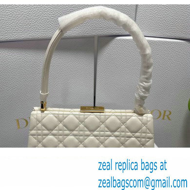 Dior Top Handle Bag in White Cannage Lambskin 2024