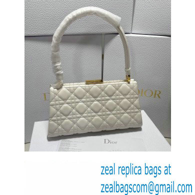 Dior Top Handle Bag in White Cannage Lambskin 2024