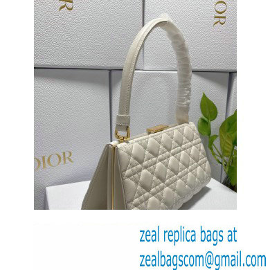 Dior Top Handle Bag in White Cannage Lambskin 2024