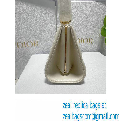 Dior Top Handle Bag in White Cannage Lambskin 2024