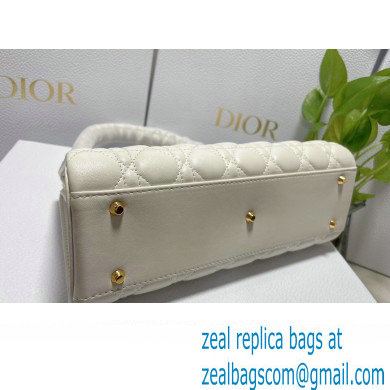 Dior Top Handle Bag in White Cannage Lambskin 2024