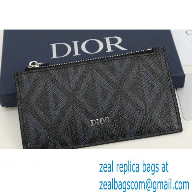 Dior Zipped Card Holder in Black CD Diamond Canvas