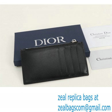 Dior Zipped Card Holder in Black CD Diamond Canvas - Click Image to Close