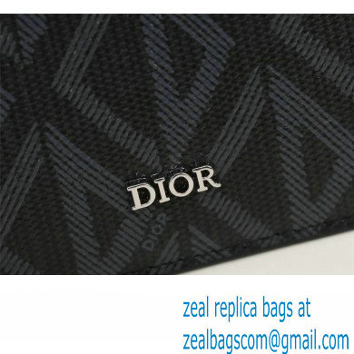Dior Zipped Card Holder in Black CD Diamond Canvas - Click Image to Close