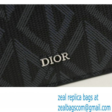 Dior Zipped Card Holder in Black CD Diamond Canvas