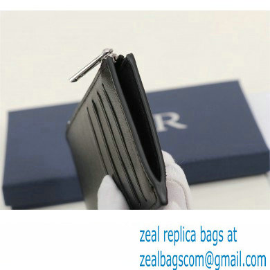 Dior Zipped Card Holder in Black CD Diamond Canvas