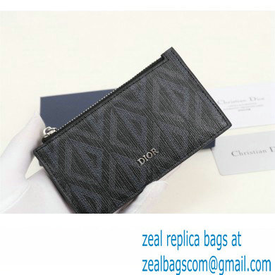 Dior Zipped Card Holder in Black CD Diamond Canvas