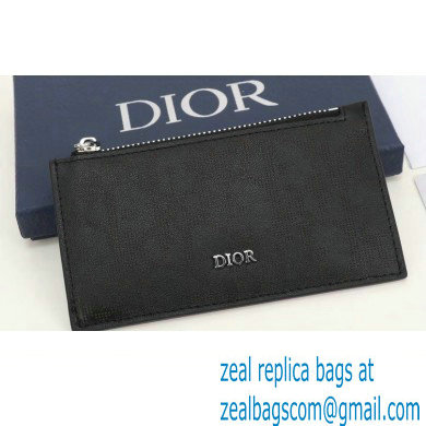 Dior Zipped Card Holder in Black Dior Oblique Galaxy Calfskin