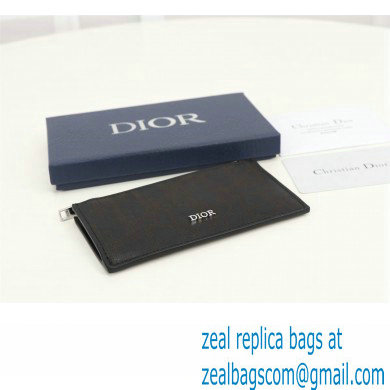 Dior Zipped Card Holder in Black Dior Oblique Galaxy Calfskin