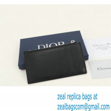 Dior Zipped Card Holder in Black Dior Oblique Galaxy Calfskin