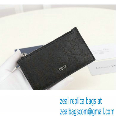 Dior Zipped Card Holder in Black Dior Oblique Galaxy Calfskin