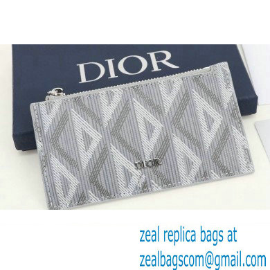 Dior Zipped Card Holder in Gray CD Diamond Canvas