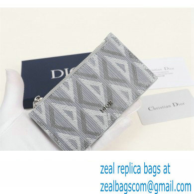 Dior Zipped Card Holder in Gray CD Diamond Canvas