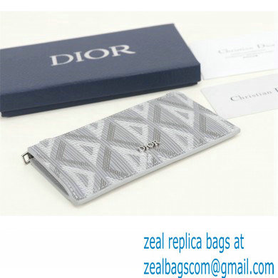 Dior Zipped Card Holder in Gray CD Diamond Canvas