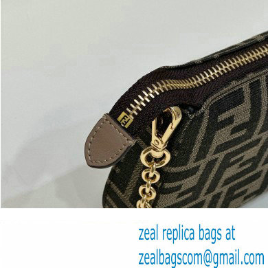 Fendi Baguette Pouch clutch with chain Bag in Brown jacquard FF fabric