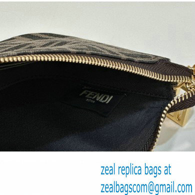 Fendi Baguette Pouch clutch with chain Bag in Brown jacquard FF fabric