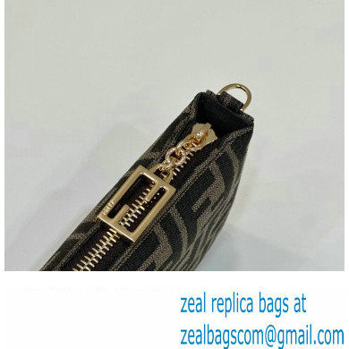 Fendi Baguette Pouch clutch with chain Bag in Brown jacquard FF fabric