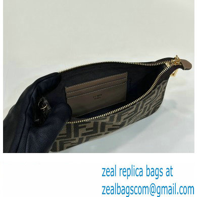 Fendi Baguette Pouch clutch with chain Bag in Brown jacquard FF fabric