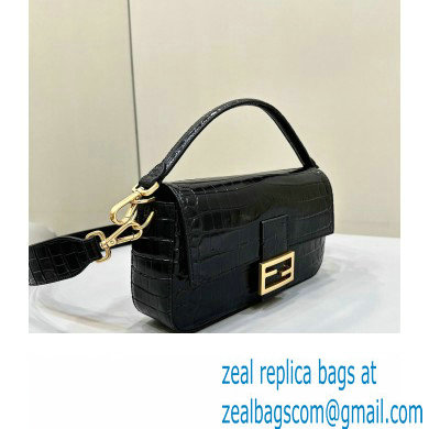 Fendi Medium Baguette Black crocodile leather bag - Click Image to Close