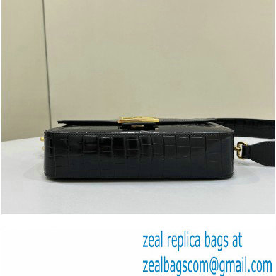 Fendi Medium Baguette Black crocodile leather bag