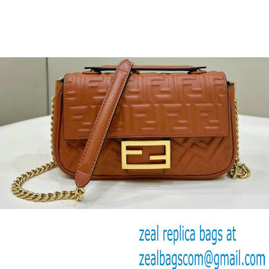 Fendi Medium Baguette Chain Midi Brown nappa leather bag