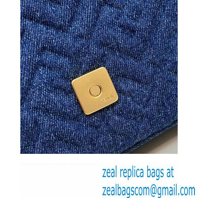 Fendi Medium Baguette Chain Midi FF bag Denim Blue