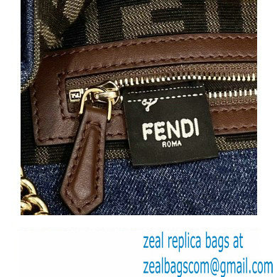 Fendi Medium Baguette Chain Midi FF bag Denim Blue - Click Image to Close