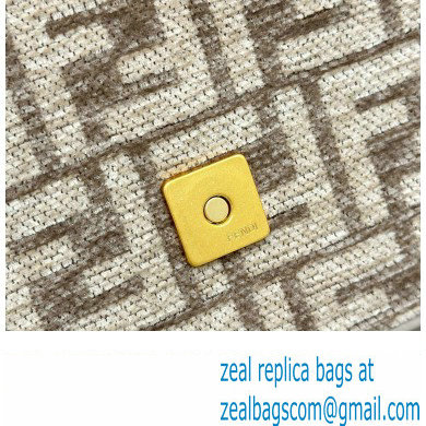 Fendi Medium Baguette Chain Midi FF tapestry fabric bag dove gray - Click Image to Close
