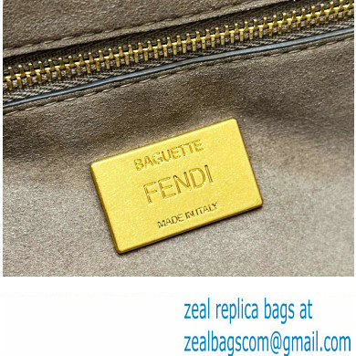 Fendi Medium Baguette Chain Midi FF tapestry fabric bag dove gray