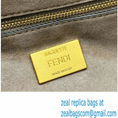 Fendi Medium Baguette Chain Midi FF tapestry fabric bag dove gray - Click Image to Close