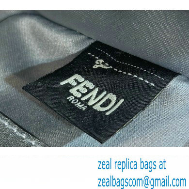 Fendi Mini Baguette Silver leather bag with crystal FF motif