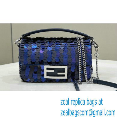 Fendi Mini Baguette bag Dark and mid blue sequin bag