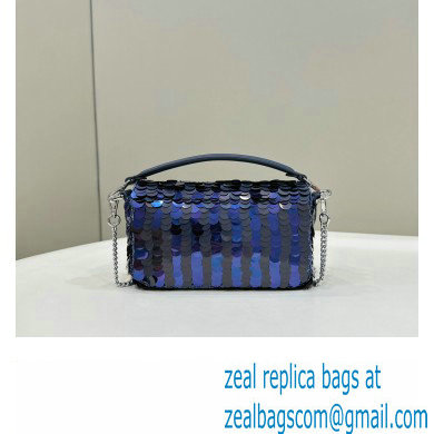 Fendi Mini Baguette bag Dark and mid blue sequin bag