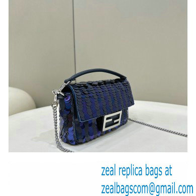 Fendi Mini Baguette bag Dark and mid blue sequin bag