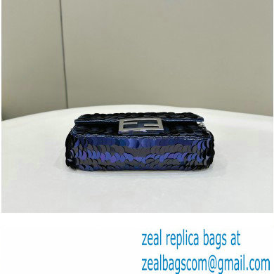 Fendi Mini Baguette bag Dark and mid blue sequin bag - Click Image to Close