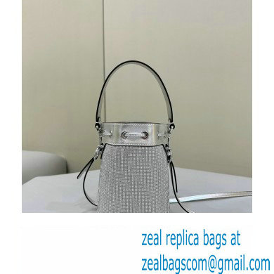 Fendi Mini Mon Tresor Bucket Silver leather bag with crystal FF motif - Click Image to Close